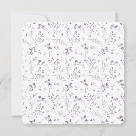 Dainty Lila Watercolor Blume Brautparty Einladung (Rückseite)