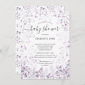 Dainty Lila Watercolor Blume Girls Babydusche Einladung (Vorne/Hinten)