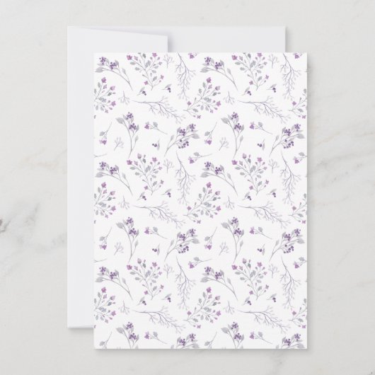 Dainty Lila Watercolor Blume Girls Babydusche Einladung (Rückseite)