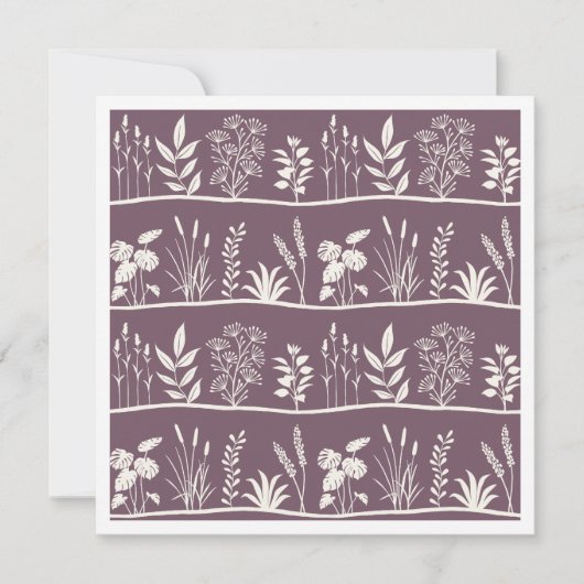 Dainty Meadow Minimalist Botanical Silhouette Plum Mitteilungskarte (Vorderseite)