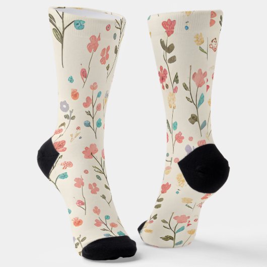 Dainty Pastel Watercolor Sprig Pattern Socken (Gewinkelt)