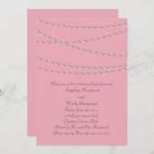 Dainty Pearls am rosafarbenen Probe Dinner Einladung (Vorne/Hinten)