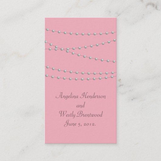 Dainty Pearls on Pink Wedding Website Card Begleitkarte (Vorderseite)