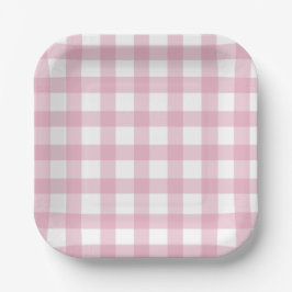 Dainty Pink and White Buffalo Check Pappteller