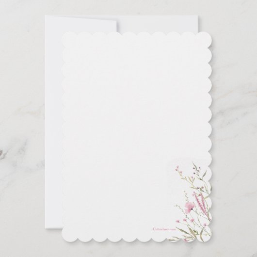 Dainty Pink Blume Einladung (Rückseite)