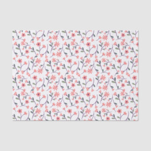 Dainty Pink Blume VInes auf White Decoupage Seidenpapier
