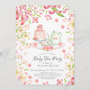 Dainty Pink Floral Baby Tee Party Einladung