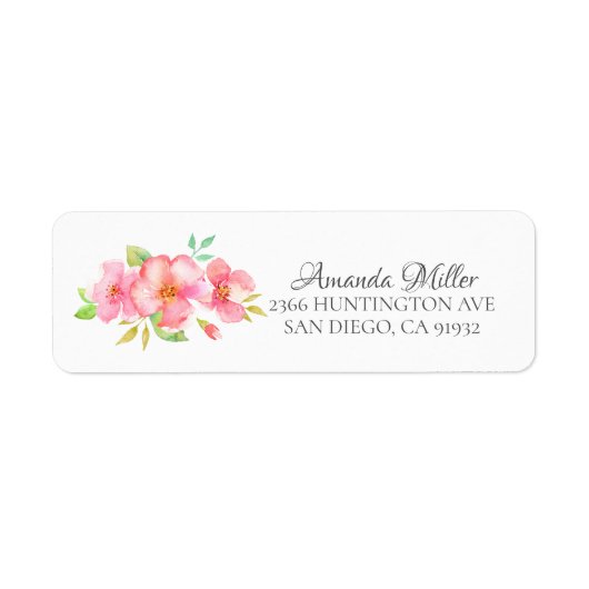 Dainty Pink Floral Bridal Rücksendeadresse Label (Vorne)