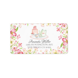 Dainty Pink Floral Bridal Tee Rücksendeadresse Eti Adressaufkleber