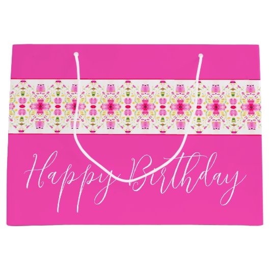 Dainty Pink Floral Große Geschenktüte (Vorderseite)