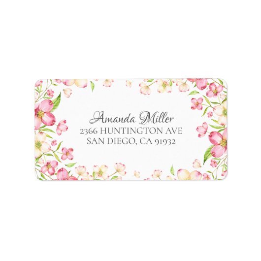 Dainty Pink Floral Return Address Label Adressaufkleber (Vorne)
