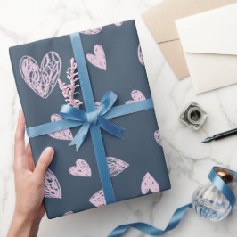 Dainty Pink Herzmuster Geschenkpapier
