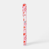 Dainty Pink Herzmuster & Monogramm Weißes Herz iPhone Hülle (Linke Seite)