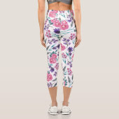 Dainty Pink Lila Sage Blume Aquarell Capri Leggings (Rückseite)