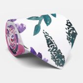 Dainty Pink Lila Sage Blume Aquarell Krawatte (Gerollt)