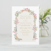 Dainty romantic floral arch QR Code Wedding Einladung (Stehend Vorderseite)