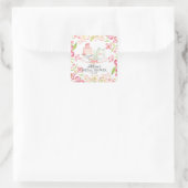 *Dainty rosa Blumenbrauttee-Party-Umschlag Quadratischer Aufkleber (Tasche)