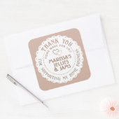 Dainty Scallop Herz Rose Bäckerei Klasse Vielen Da Quadratischer Aufkleber (Umschlag)