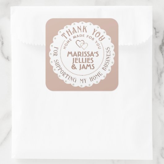 Dainty Scallop Herz Rose Bäckerei Klasse Vielen Da Quadratischer Aufkleber (Tasche)