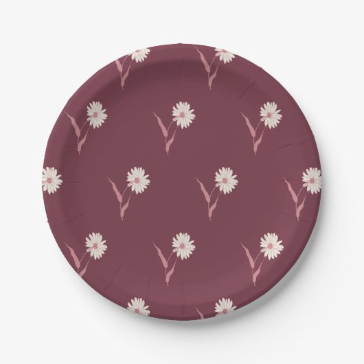 Dainty Scattered Aster Botanical | Deep Burgundy Pappteller (Vorderseite)