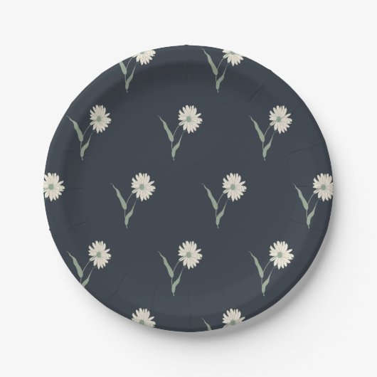 Dainty Scattered Aster Botanical | Deep Charcoal Pappteller (Vorderseite)