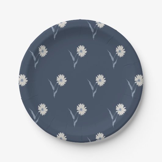 Dainty Scattered Aster Botanical | Inky Navy Pappteller (Vorderseite)