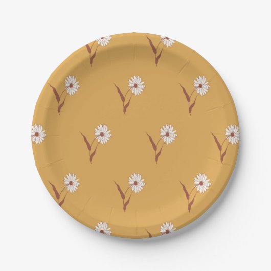 Dainty Scattered Aster Botanical | Muted Mustard Pappteller (Vorderseite)