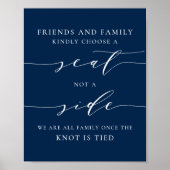Dainty Script Blue Pick a Seat Nicht eine Hochzeit Poster (Vorne)