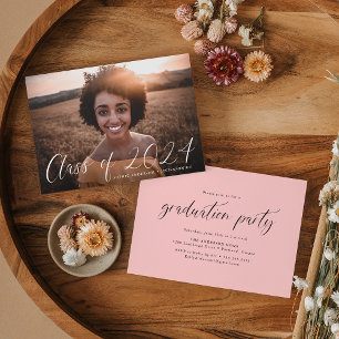Dainty Script Class of 2023 Foto Graduation Party Einladung