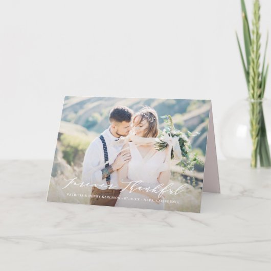 Dainty Script Forever Dankbarkeit Hochzeit Danke (Vorderseite)