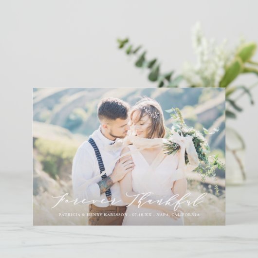 Dainty Script Forever Dankbarkeit Hochzeit Danke (Stehend Vorderseite)