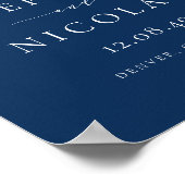 Dainty Script Navy Blue Wedding Willkommen Poster (Ecke)
