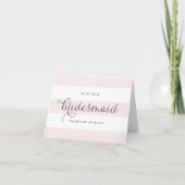Dainty Script & Pink Stripes Bridesmaids Vielen Da Dankeskarte (Vorderseite)