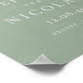 Dainty Script Sage Green Wedding Willkommen Poster (Ecke)