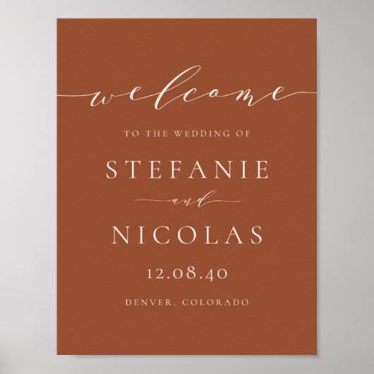 Dainty Script Simple Navy Blue Wedding Welcome Pos Poster (Vorne)
