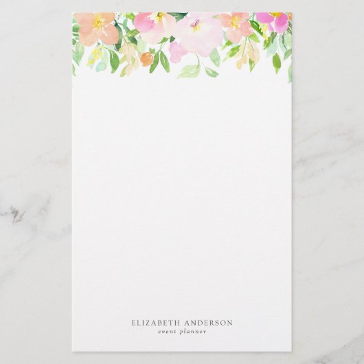 Dainty Watercolor Blume | Pastell Floral Briefpapier (Vorderseite)