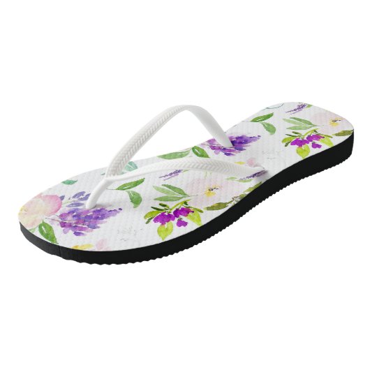 Dainty Watercolor Blume | Peonies und Wisterias Badesandalen (Schrägansicht)
