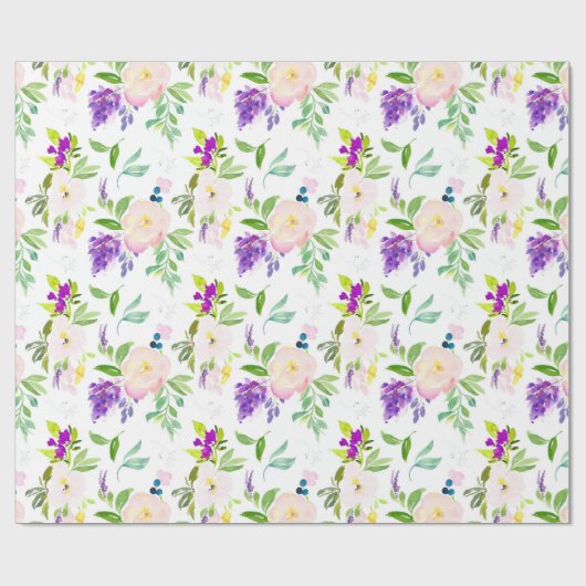 Dainty Watercolor Blume | Peonies und Wisterias Geschenkpapier (Flach)