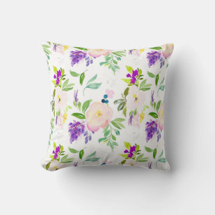 Dainty Watercolor Blume Peonies und Wisterias Kissen