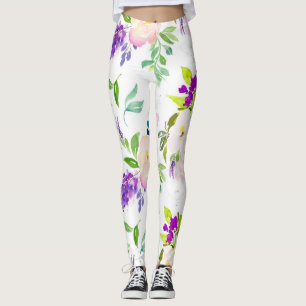 Dainty Watercolor Blume Peonies und Wisterias Leggings