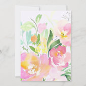 Dainty Watercolor Florals Baby Dusche Begrüßungsze Einladung (Rückseite)
