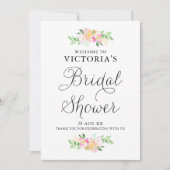 Dainty Watercolor Florals Brautparty Willkommen Einladung (Vorderseite)