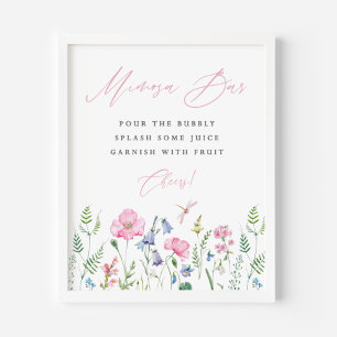 Dainty Watercolor SPring Meadow Shower Mimosa Bar Poster