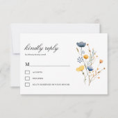 Dainty Wild Blume Florals Rustic Boho Wedding RSVP Karte (Vorderseite)