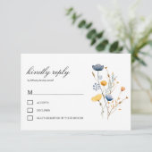 Dainty Wild Blume Florals Rustic Boho Wedding RSVP Karte (Stehend Vorderseite)