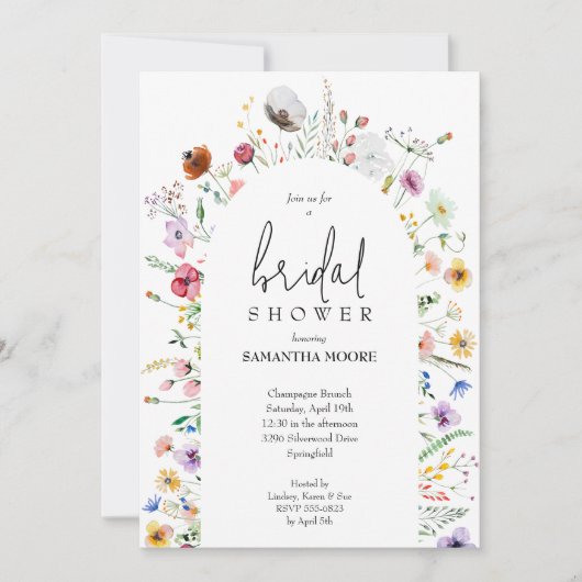 Dainty Wildblume Brautparty Einladung (Vorderseite)