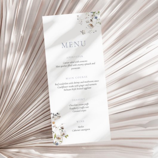 Dainty Wildblume Dusty Blue Menu Menükarte