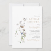 Dainty Wildblume Soft Tan Brautparty Einladung (Vorderseite)