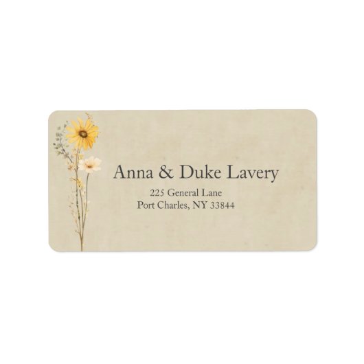 Dainty Wildblume Wedding Adressaufkleber (Vorne)