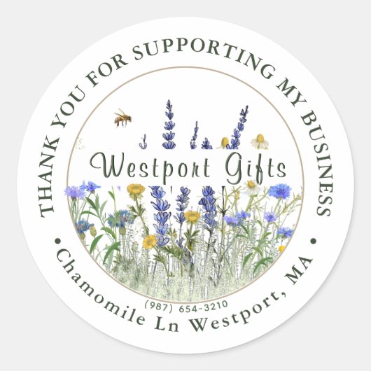 Dainty Wildblumen danken Ihnen für Ihr Unternehmen Runder Aufkleber (Vorderseite)